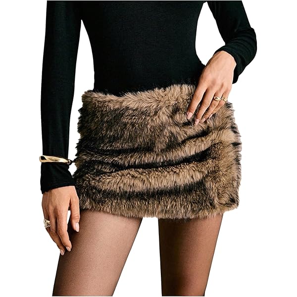 Amazon.com: SHENHE Women's Mini Skirt Fuzzy Fur Cheetah Print Low