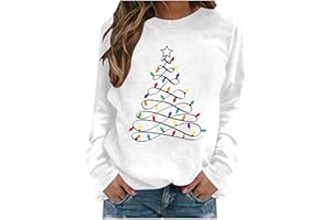 LETFOOL Christmas Shirts for Women Long Sleeve Casual Xmas Tree Graphci Cute Party Holiday Tees Fashion Fall Pullover Tops