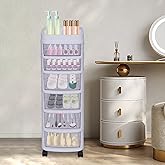 LOYALHEARTDY Mobile Rolling Storage Cart,6 Drawer Rolling Cart with Drawers, Storage Organizer Cart with 4 Universal Wheels, Container with Wheels for Home Office Craft Room Dorm,white/Clear