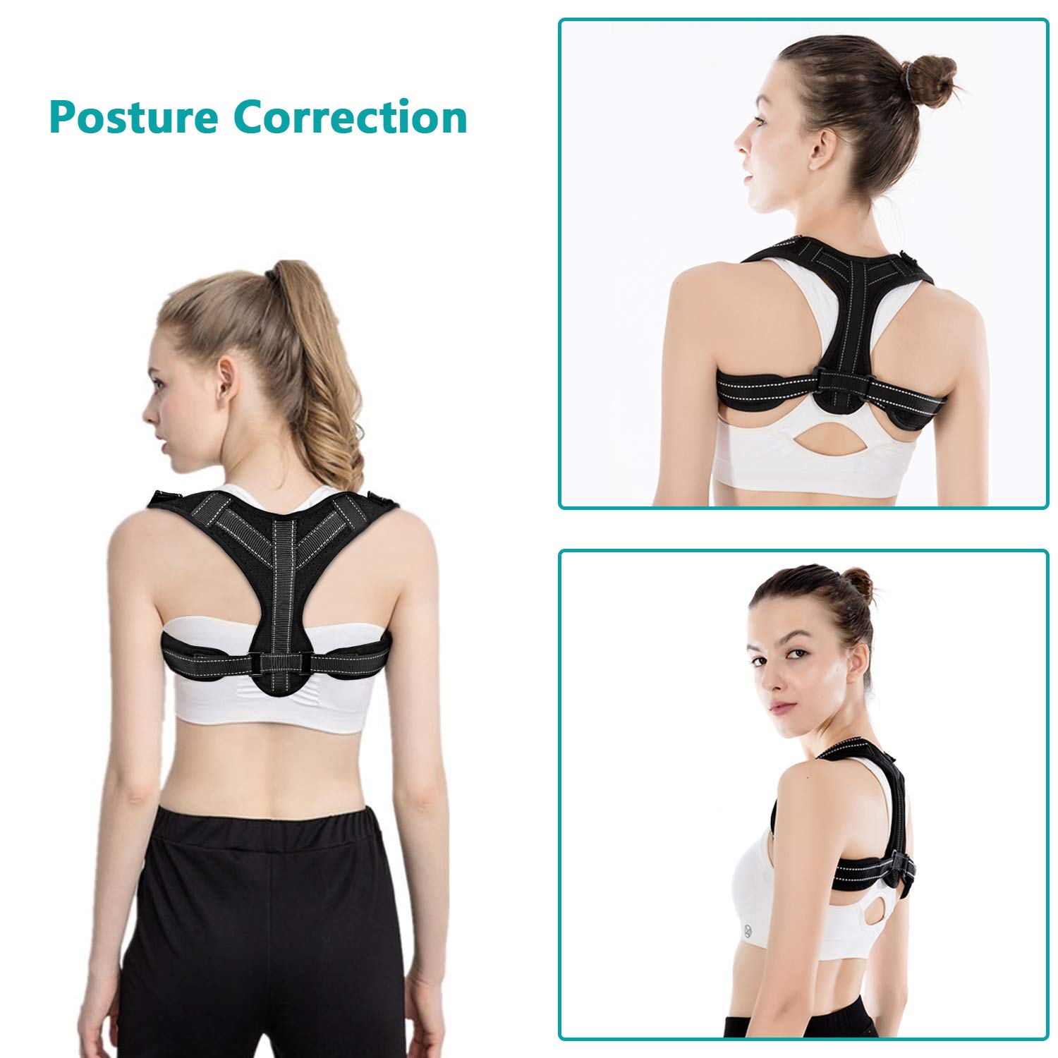 Posture Corrector for Men Women Upper Back Straightener Brace for Clavicle Support Adjustable Shoulder Brace for Posture Correction and Pain Relief from Neck, Back and Shoulder (Black, one Size)