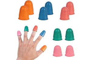 Oslynia 10 Pcs Rubber Finger Thimble, 5 Sizes Colors Finger Protector, Finger Cots, Anti Slip and Heat Rubber Finger Tips, Th
