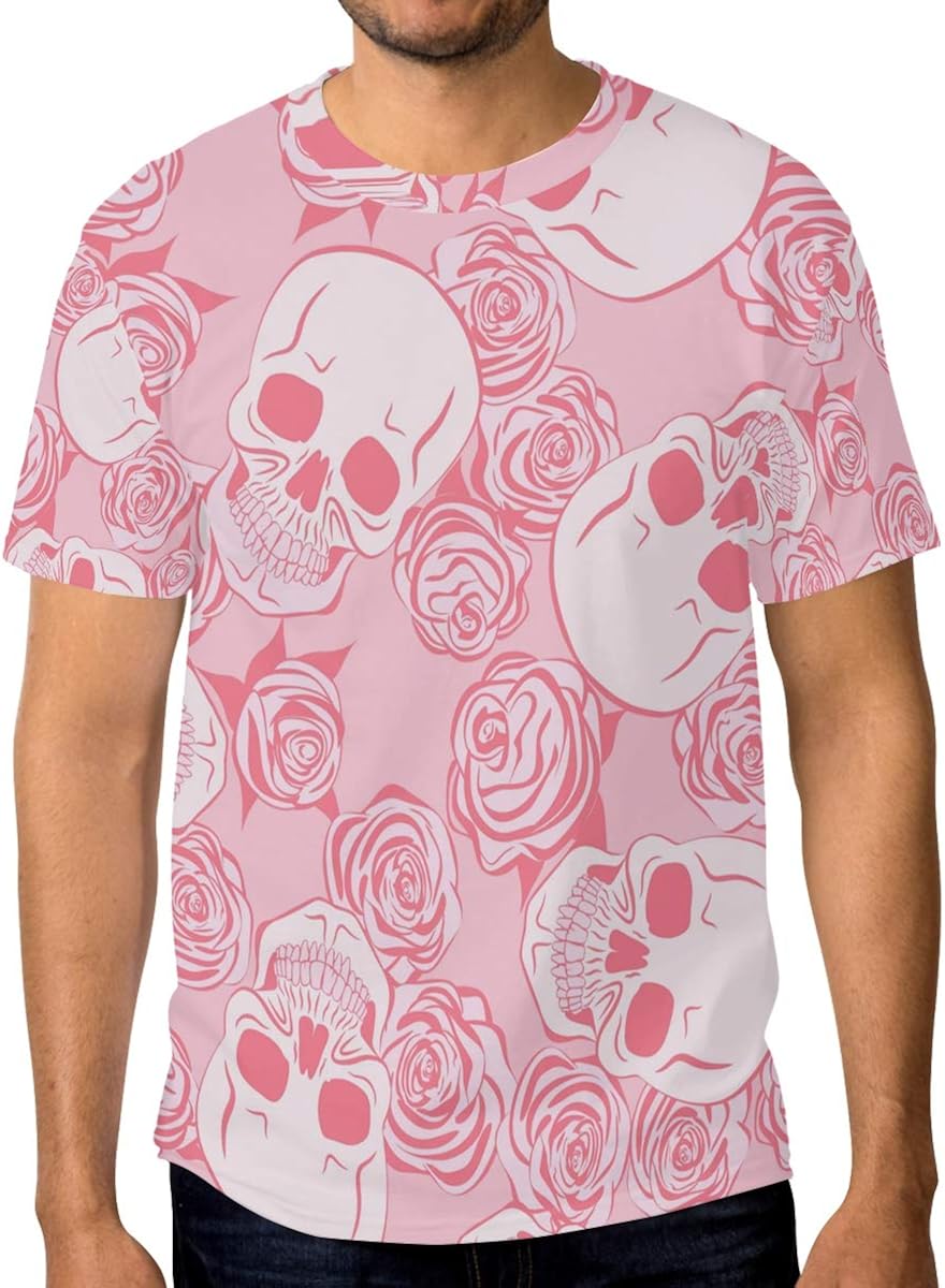 TShirt für Männer Jungen Einfache Schädel und Rosen Blume Benutzerdefinierte Kurzarm Amazon.de