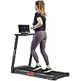Sunny Health & Fitness Interactive Slim Folding Treadmill for Home, Running or Walking with Quiet Brushless, Shock Absorption, Free SunnyFit App Bluetooth Connection, Optional 12 Level Auto Incline