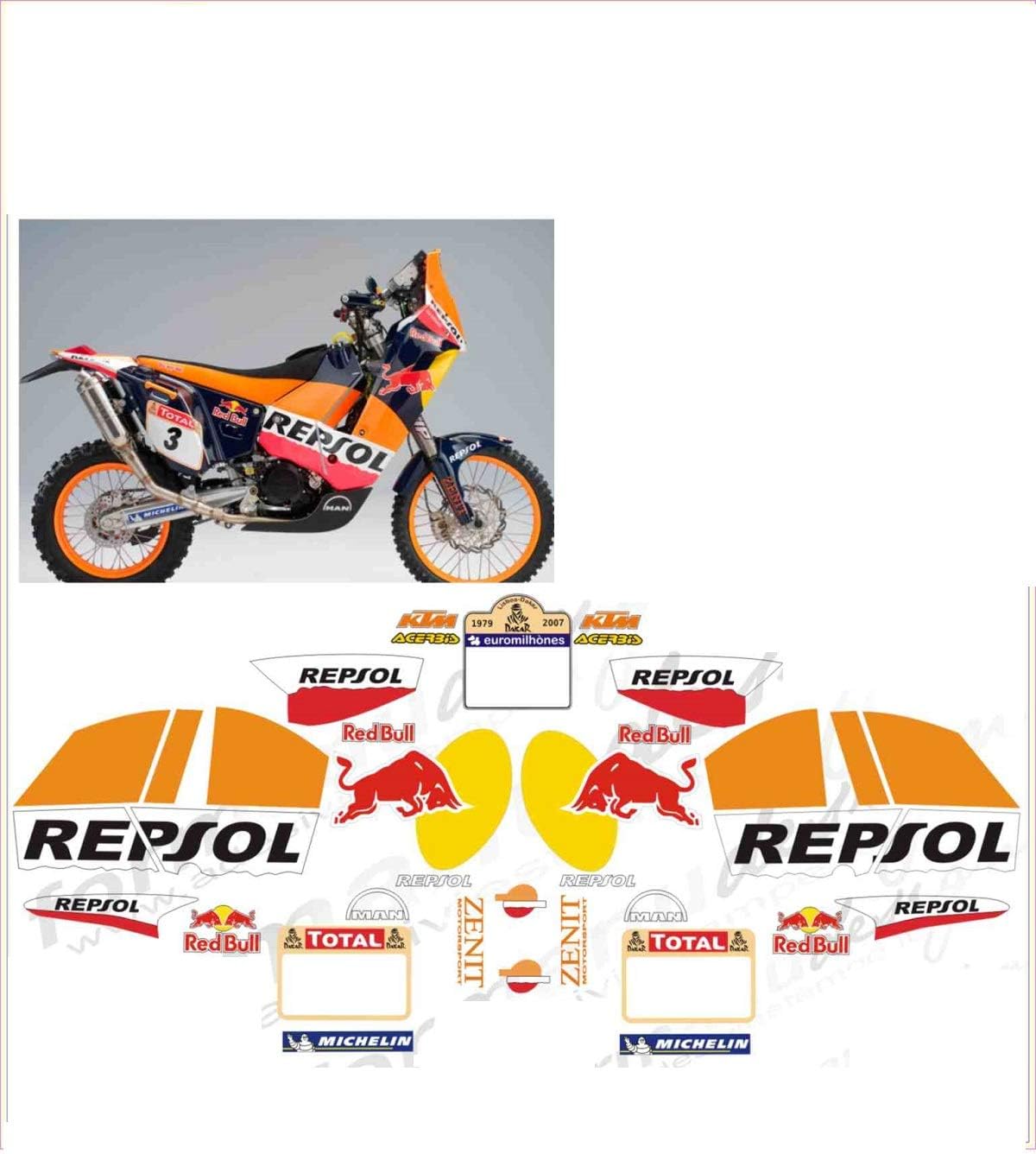 Kit adesivi decal stikers 690 repsol rally toro (ability to customize the colors)