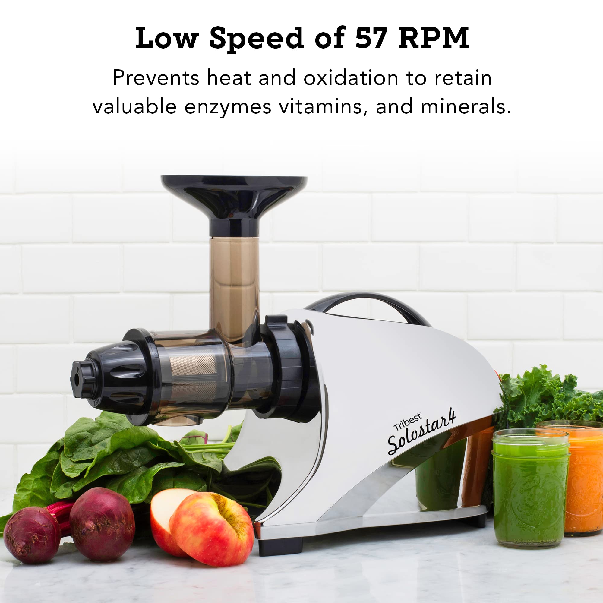 Tribest Solostar SS4250B Horizontal Horizontal Slow Masticating Juicer, Single Auger Cold