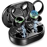 2026 Wireless Earbuds, Bluetooth 5.4 Headphones Sports, 50 Playback Over-Ear buds with 4 ENC Noise Cancelling Mics Deep Bass Fitness Earphones Gym Running Workout, IP7 Headset with Earhook LED Display