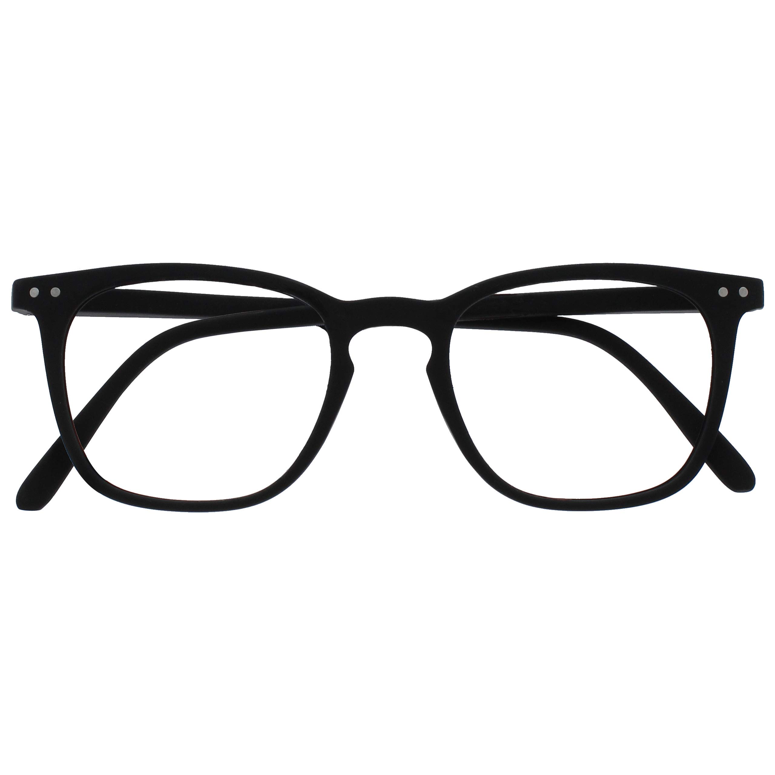 OPULIZE Bex Reading Glasses Large Square Cool Designer Frame Spring Hinges Scratch Resistant Matt Black Mens Womens R64-1 +2.00