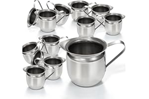 [12 Pack] 8 oz Creamer Pitcher - Stainless Steel Bell Creamers, Mini Cup Container for Serving Milk, Coffee Cream, Salad Dres