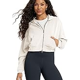 ODODOS Women's Modal Soft Full-Zip Cropped Hoodies with Pockets Long Sleeve Crop Casual Sweatshirts