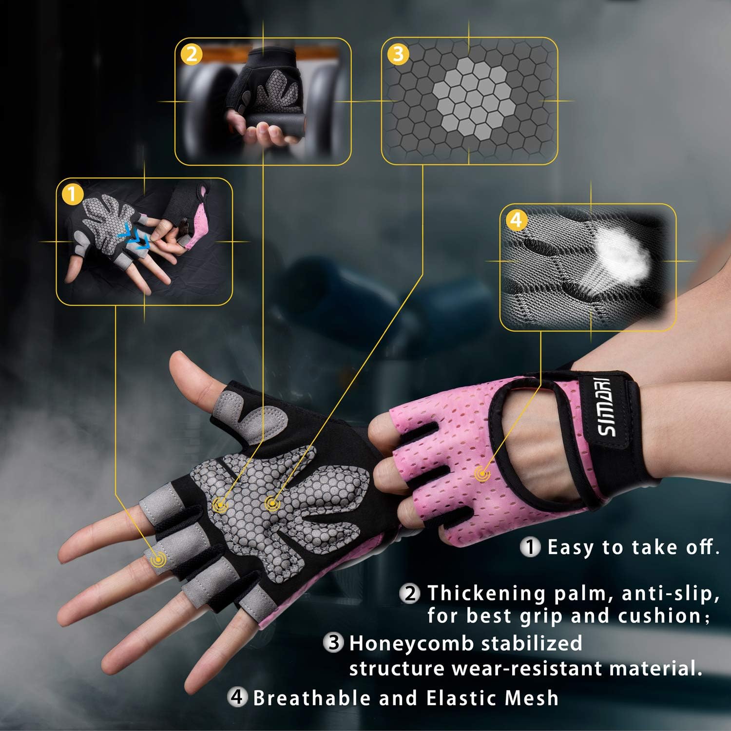 SIMARI Workout Gloves Weight Lifting Gym Gloves with Wrist Wrap Support for Men Women, Full Palm Protection, for Weightlifting, Training, Fitness, Exercise Hanging, Pull ups, Updated 2021 SG907 : Sports & Outdoors
