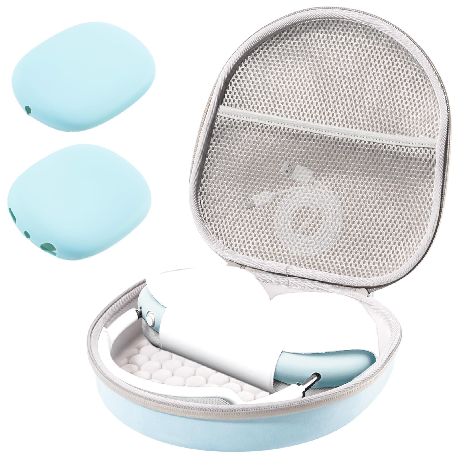 ProCase Hard Case for Apple AirPods Max & AirPods Max 2, Travel Protective Carrying Case with Silicone Ear Cushion Covers, Shockproof EVA Shell with Soft Lining & Accessory Pocket - Lightblue — image 1