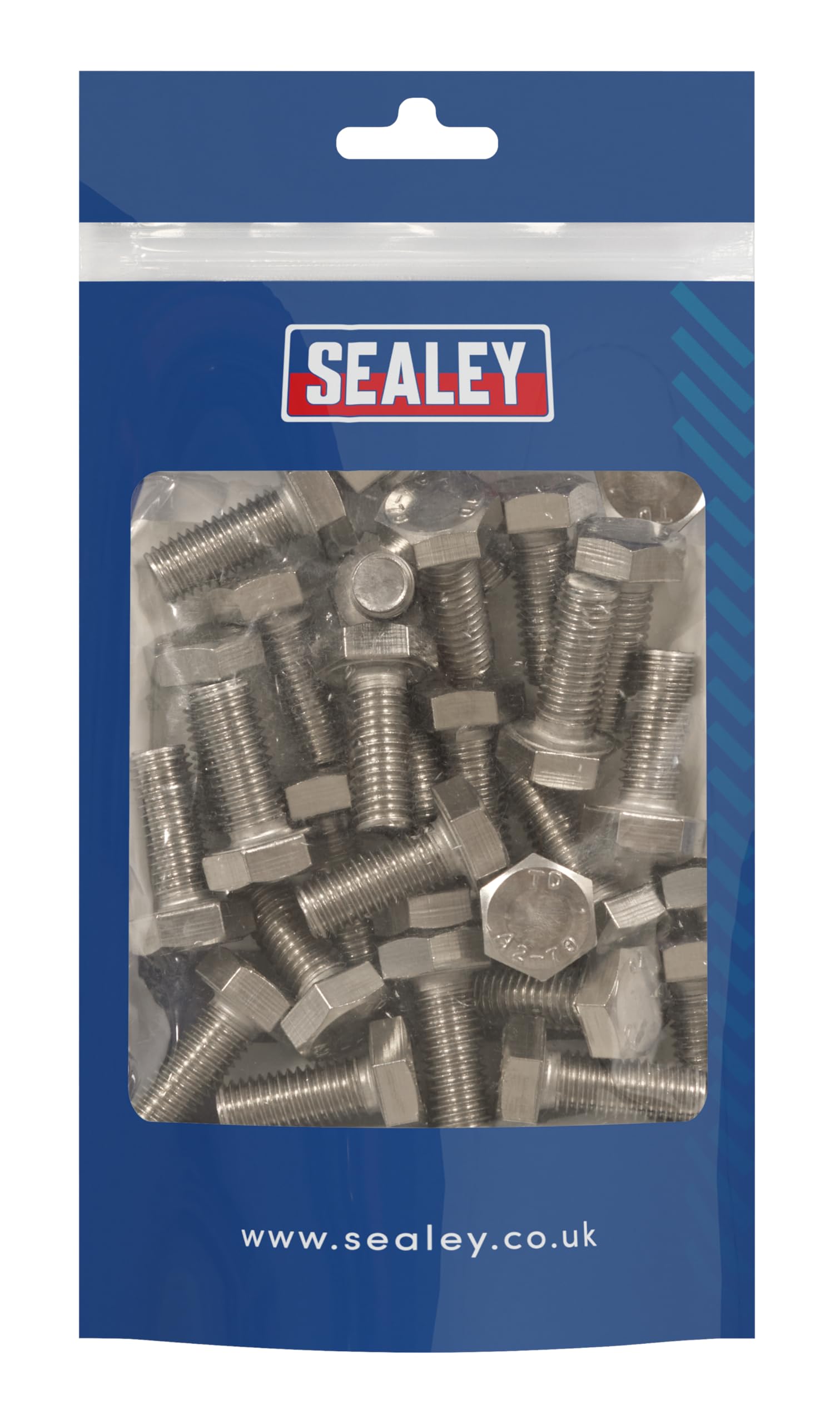 Sealey Stainless Steel Hex Head Set Screw DIN 933 - M10 X 25 A2 - Pack of 25 - S1025