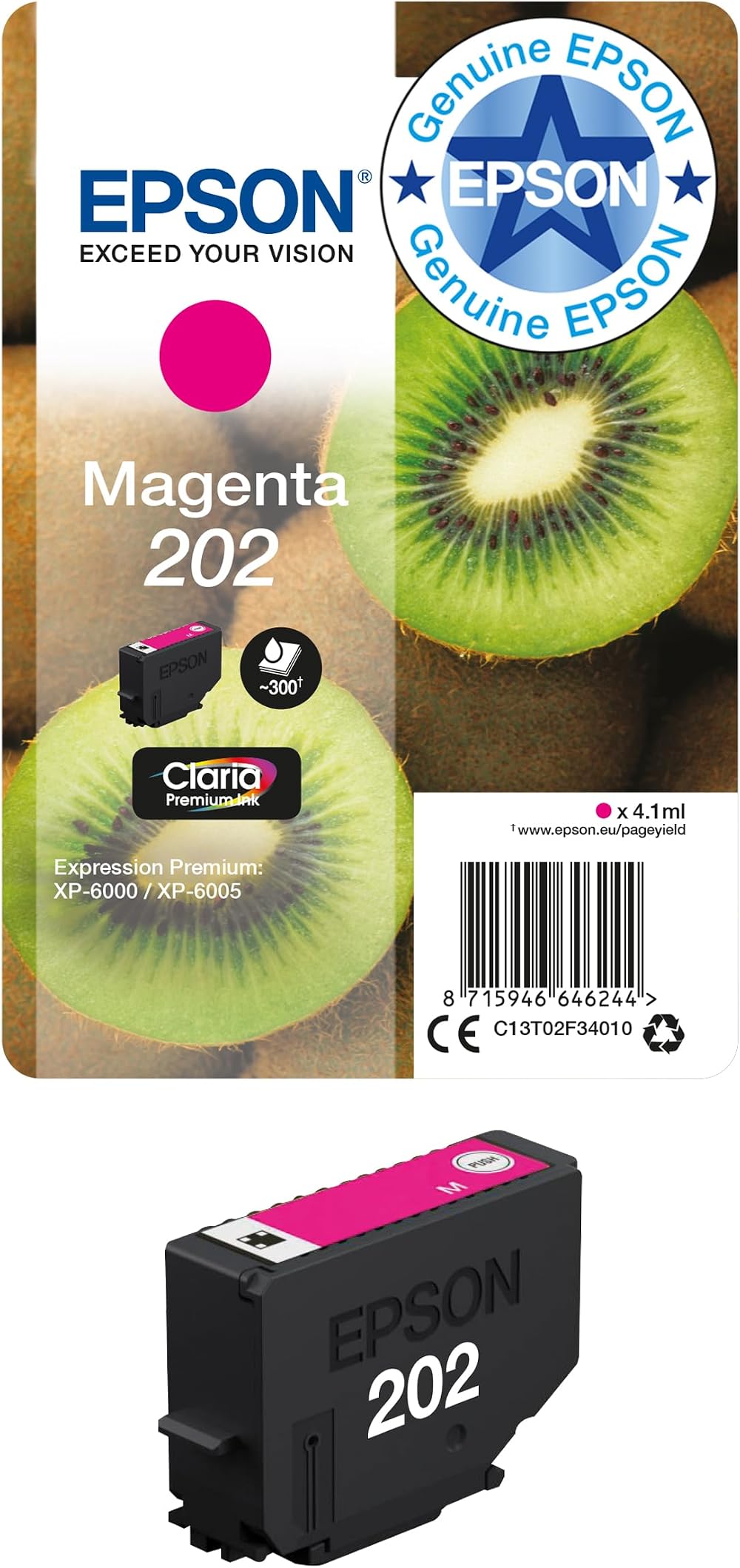 Epson 202 Magenta Kiwi Genuine Claria Premium Ink Cartridge