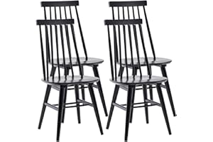 DUHOME Wooden Dining Chairs Set of 4, Wood Dining Room Chairs Slat Spindle Back Kitchen Room Chair Windsor Chairs, Black