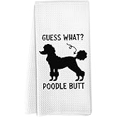 Yorhifa Funny Poodle Dog Kitchen Hand Towels for Bathroom, Dish and Tea Towels, Black Poodle Decor Gifts for Women, 16x24 Inches