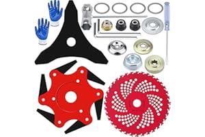 CAFEZAYO Indestructib Universal Steel Razors Trimmer Head Blade Fits for Husqvarna Ryobi 2 & 4 Cycle Gas Brush Cutter String Grass Weed Eater Edger Parts with Adapter Attachment Kit, Trimmer, Blue Glove