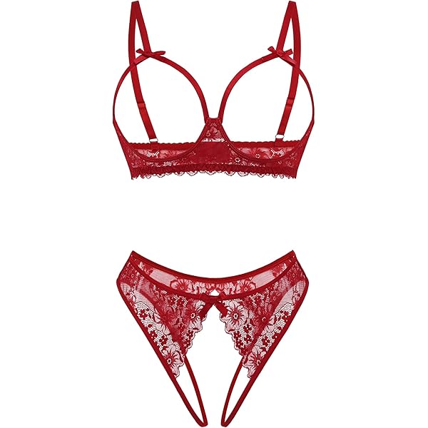 Dames Trois Points Lingerie Sexy Dentelle Soutien-Gorge Culotte Deux pièces Costume Lingerie Coquine Hot