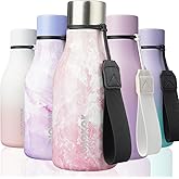BJPKPK Insulated Water Bottles, 12oz Stainless Steel Metal Water Bottle with Strap, BPA Free Leak Proof Jugs, Mugs, Flasks, Reusable Thermal Flasks for Sports & Travel, Blossom