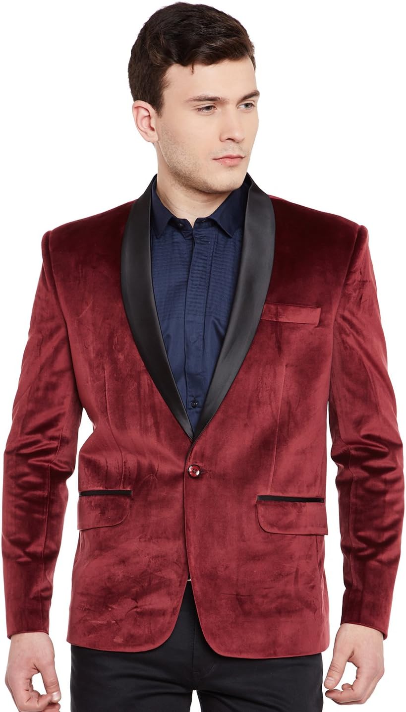 Men's Premium Velvet Notch Lapel Tuxedo Coat Blazer Jacket