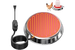 MUDUOBAN Chicken Water Heater for Winter,14" Heating Base for Metal/Plastic Chicken Waterer Poultry Founts Under 5 Gallon,48W Thermostat Chicken Coop Water Heater