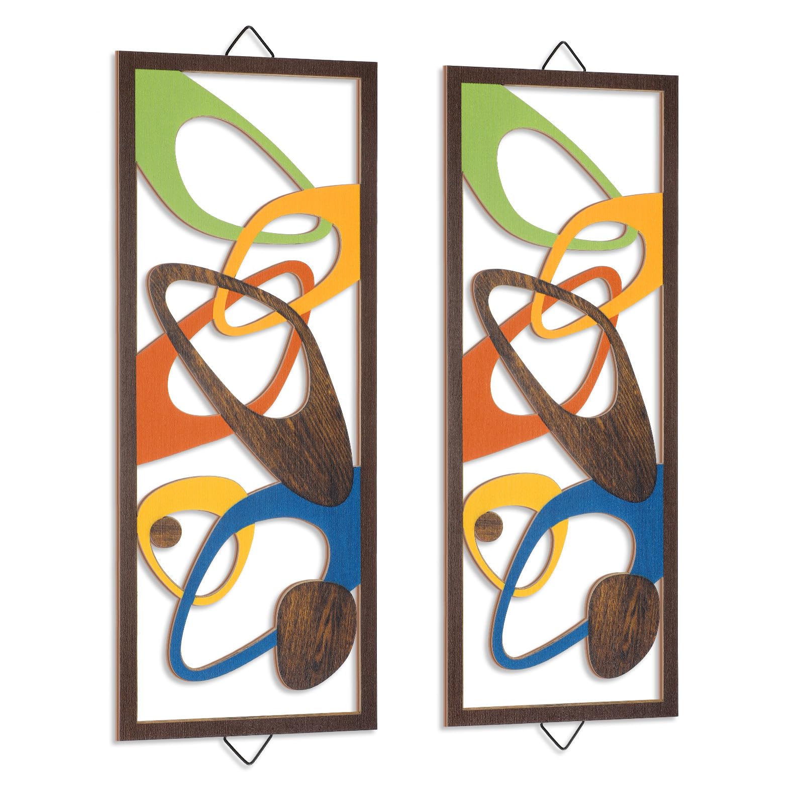 Photo 1 of CroBlissful 2 Pcs Mid Century Wall Art Mid Century Modern Decor Elegance Wall Accents Wood Abstract Decor Geometric Panels for Interior Panel Wood Art for Home Living Room