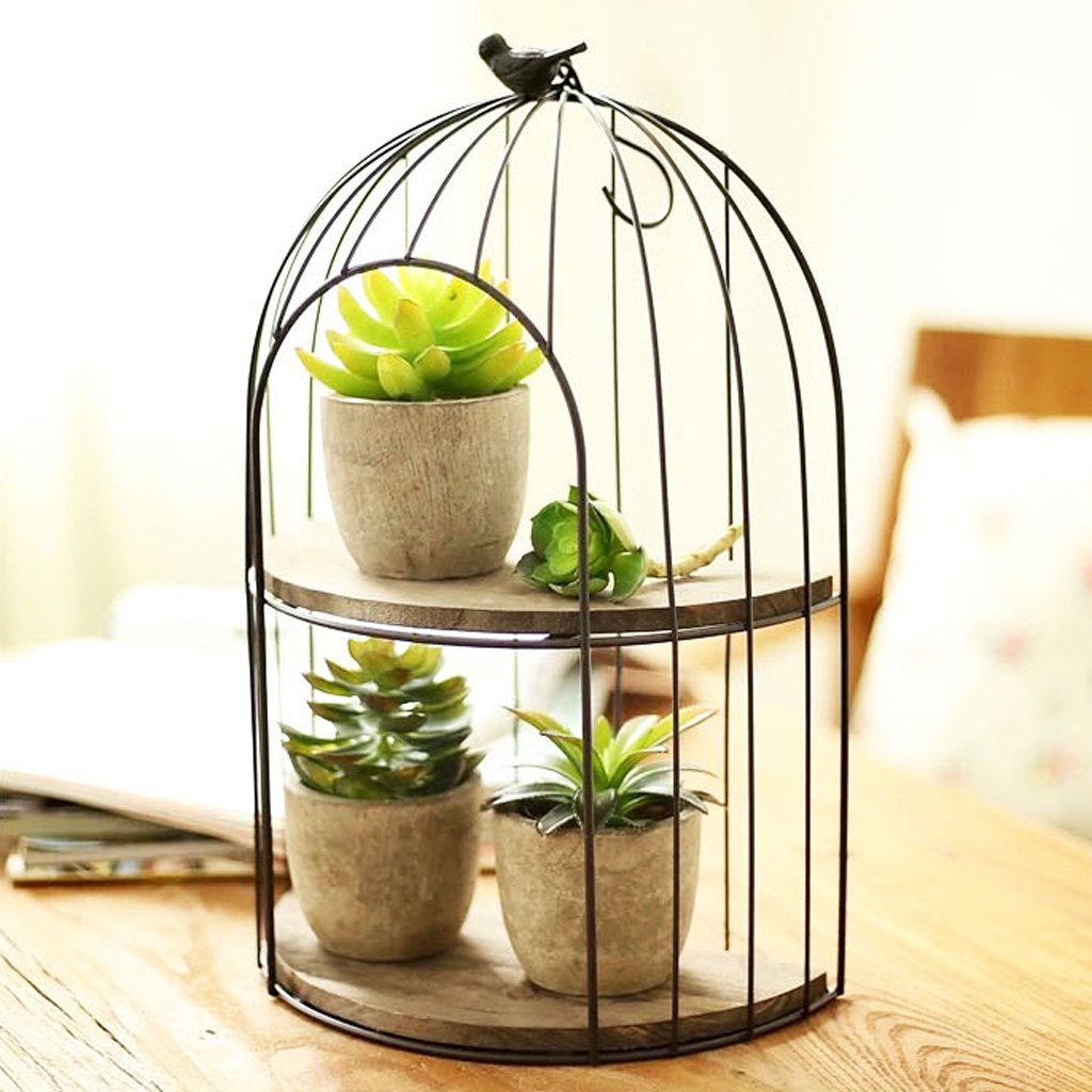 Support De Stockage De Fer Vintage Cage à Oiseaux étagère