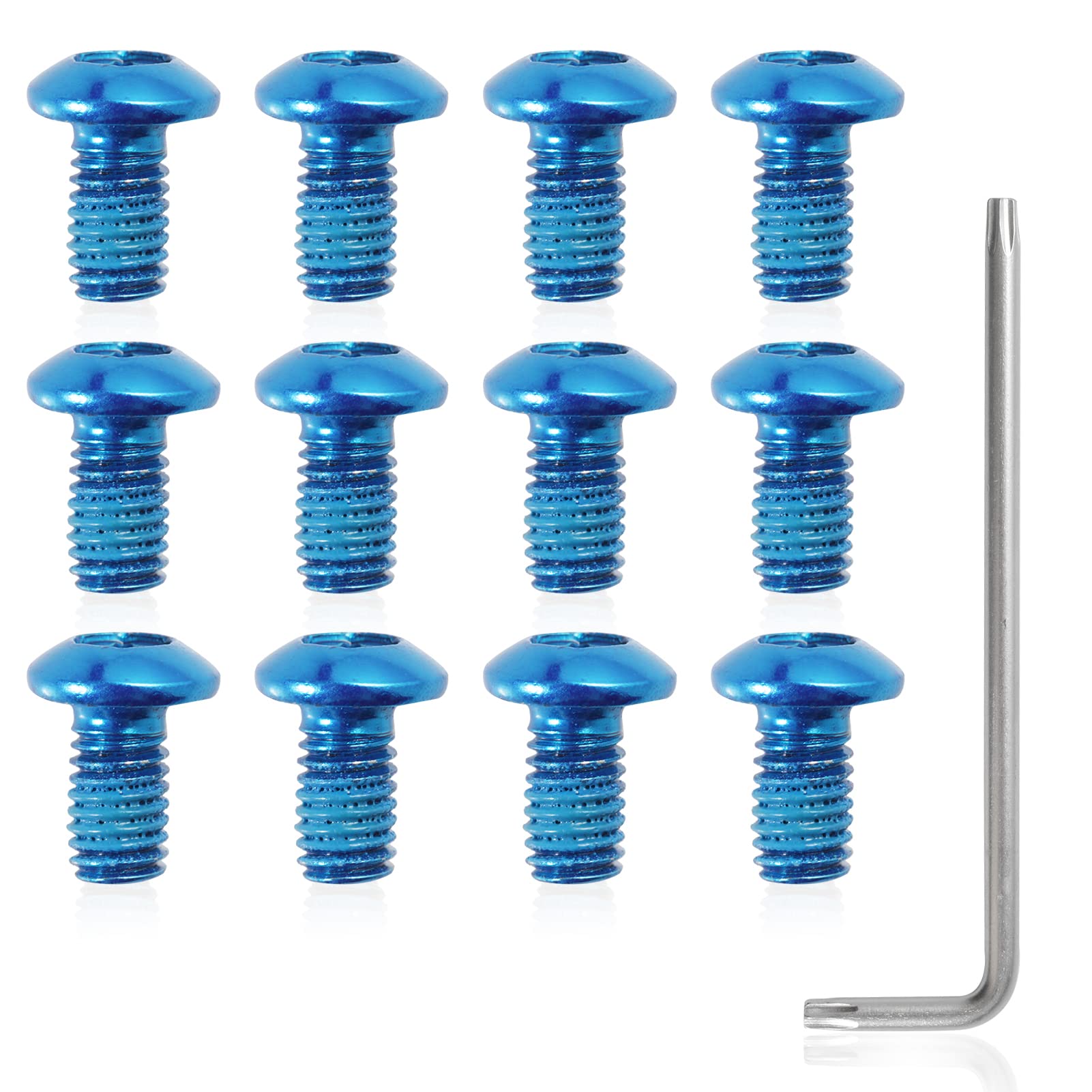 SPEEDWOX 12 Pcs Bicycle Rotor Screws, Disc Brake Rotor Bolts M5x10mm, MTB Rotor Bolts Blue with T25 Star Wrench for Road Bike Mountain Bike