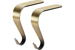 Palonu Christmas Stocking Holders Mantel Stcoking Hangers Metal Hanging Hooks Ornament Hooks Fireplace Hanger Grip for Christmas Decorations (2, Bronze)