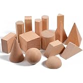 30 Pcs 3D Shapes Wooden Shapes Large Size Burlywood Geometric Solids Color Geometric Blocks Set Learning Pattern Blocks Solid for Preschool Classroom Elementary Home School