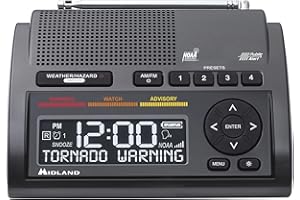 Midland - WR400 Weather Radio Deluxe - NOAA Emergency Alert Scanner – Home Use with Battery Backup - Local County Programming Over 80 Emergency Voice Flashing Alerts – Alarm Clock AM/FM Radio