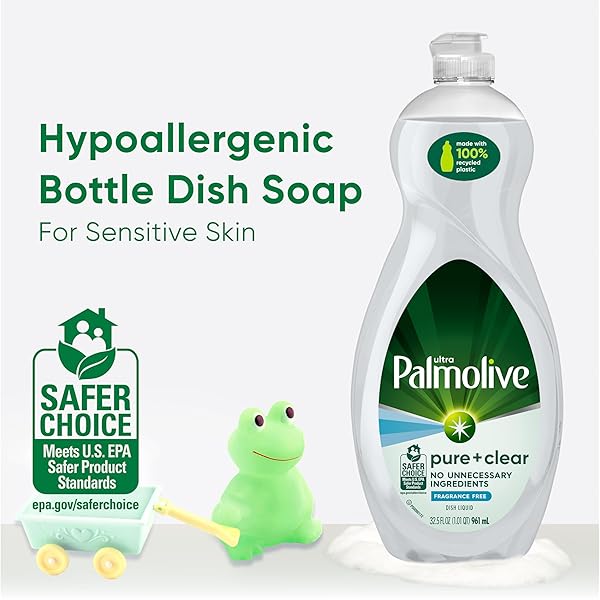 PALMOLIVE ULTRA DISHWASHING LIQUID DISH SOAP, PURE + CLEAR FRAGRANCE FREE – 32.5 FLUID OUNCE (PACKAGING MAY VARY)