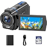 FIREFOTO Video Camera Camcorder 4K, 48MP Cam Corder with IR Night Vision, 16X Zoom Vlogging Video for YouTube, 3.0" 270° Rotation Touch Screen Podcast Camera with Battery/32GB SD Card/Remote Control