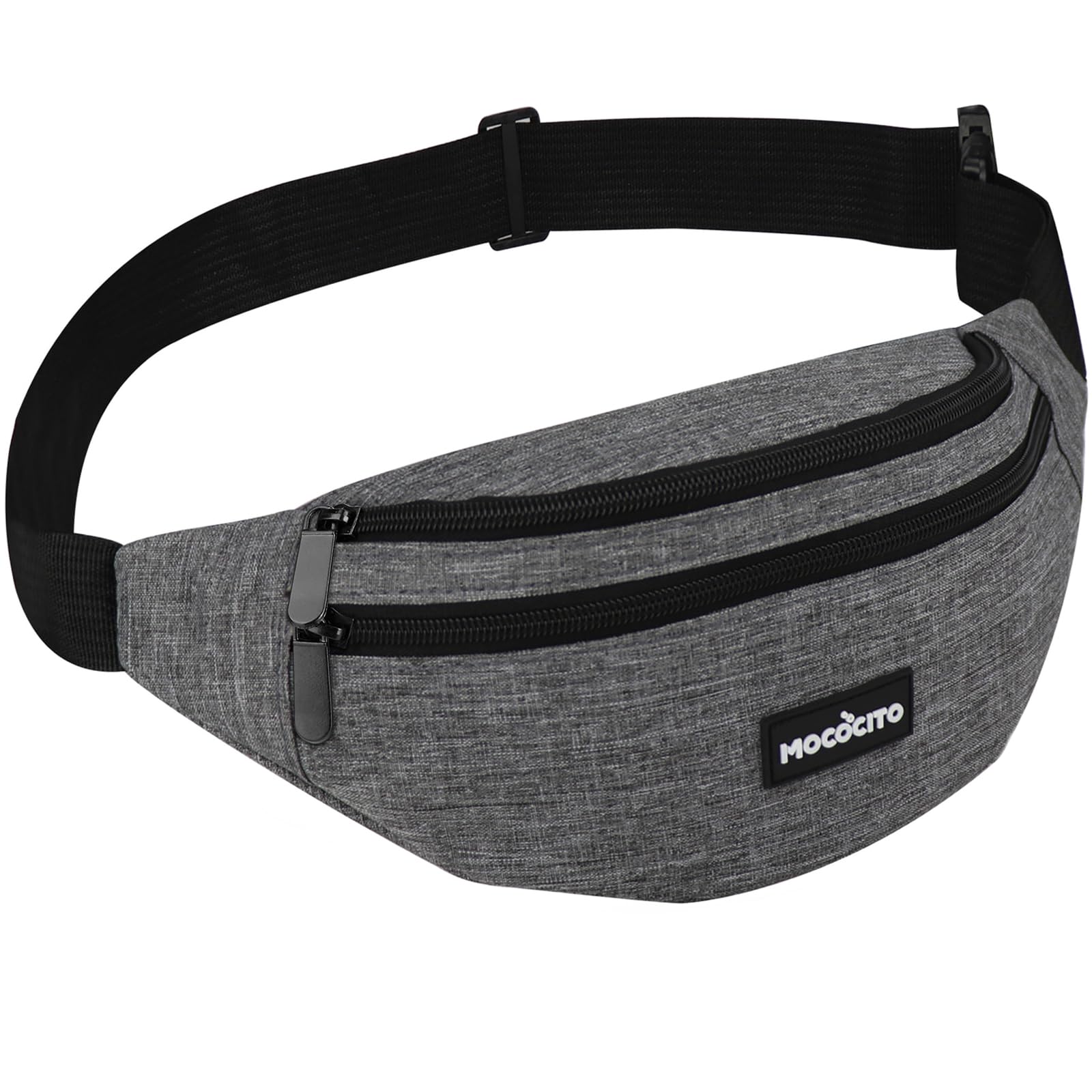 MOCOCITO Bum Bag Fanny Pack for Men Women Waist Bag Bumbag Travel Money Belt Fashion Bum Bag with3 Zip Pockets and Adjustable Belt for Sport Running Hiking Jogging,Dog Walking