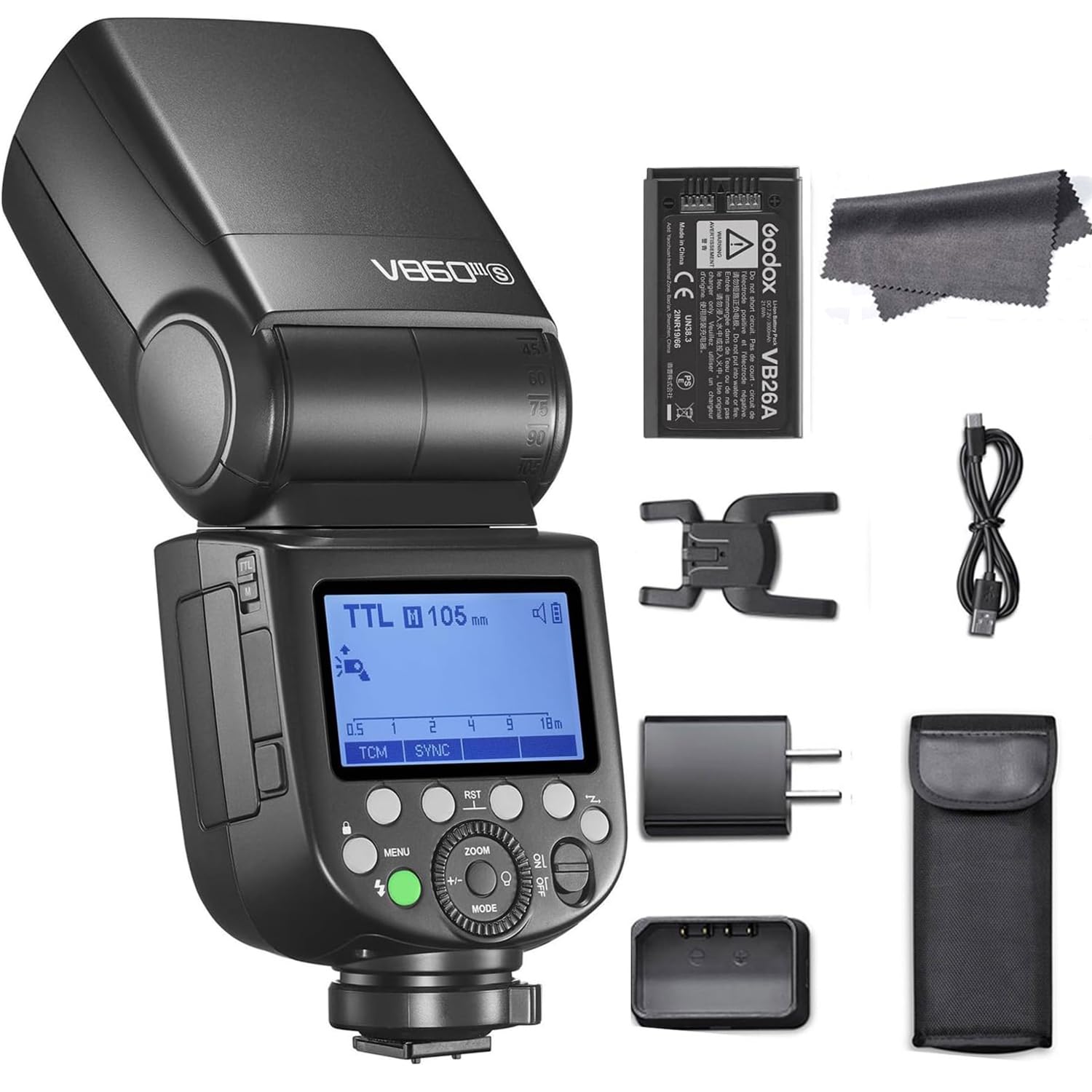 View 1 of Godox V860III-S Camera Flash for Sony Camera, 2.4G Wireless TTL 1/8000s HSS Speedlite, 480 Full Power Shots Light, Rechargeable Li-ion Battery, 0.01-1.5s Recycle Time,10 Levels LED Modeling Speedlight