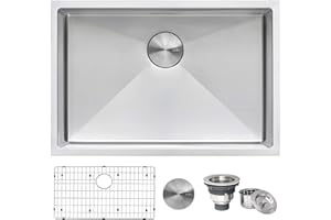 Ruvati RVH7250 Gravena 28" Undermount Single Basin 16 Gauge Stainless Steel Kitchen Sink with Basin Rack and Basket Strainer - Stainless Steel