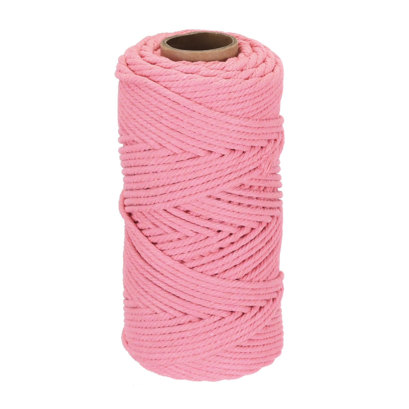 DMiotech 4mm x 100M (109 Yard) Dark Pink Natural Cotton Macrame Rope, Wall Hanging Handmade Single Strand Macrame Cord for Plant Hangers, Gift Wrapping Wedding