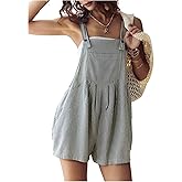 SweatyRocks Women's Striped Overall Rompers Sleeveless Wide Leg Summer Casual Jumpsuits with Pockets