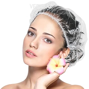 VEENAAZ Reusable Elastic Shower Cap for Men and Women (Multicolour, Free Size) (Pack of 5)