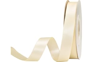 YAMA Ivory Double Face Satin Ribbon 5/8 Inch 25 Yards Ivory Silk Ribbon for Gift Package Wrapping,Floral Design,Hair Bow Clip Making,Crafting,Sewing,Wedding Decor