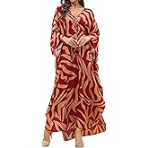 OHOXOE Women's Kaftan Dress 2025 V-Neck Beach Cover Up for Swimsuit, Lightweight Mumu Loungewear & Home Caftan Dress