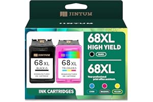 JINTUM 68XL 68 Ink Cartridge Compatible with HP 68 68XL Ink Cartridges Black/Color Combo Pack Replacement for Envy 6100e 6152