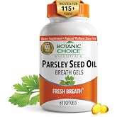 Botanic Choice Parsley Seed Oil 60 Softgels Fresh Breath Odor Neutralizer | Herbal Internal Deodorizer That Targets Odors from Garlic, Onions and Pungent Foods for All-Day Freshness