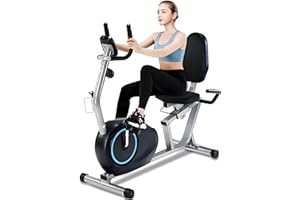KAWNINA Recumbent Exercise Bike for Seniors - 400LB Weight Capacity Recumbent Bikes with Comfortable Seat, Pulse Sensor, 16-level Resistance, LCD Monitor