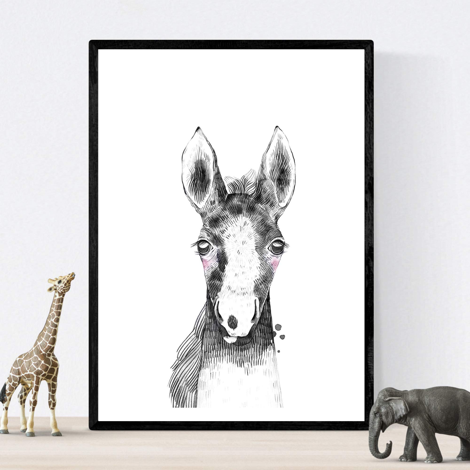 Nacnic Children blade Horse black and white baby infant Poster Size A4 Unframed