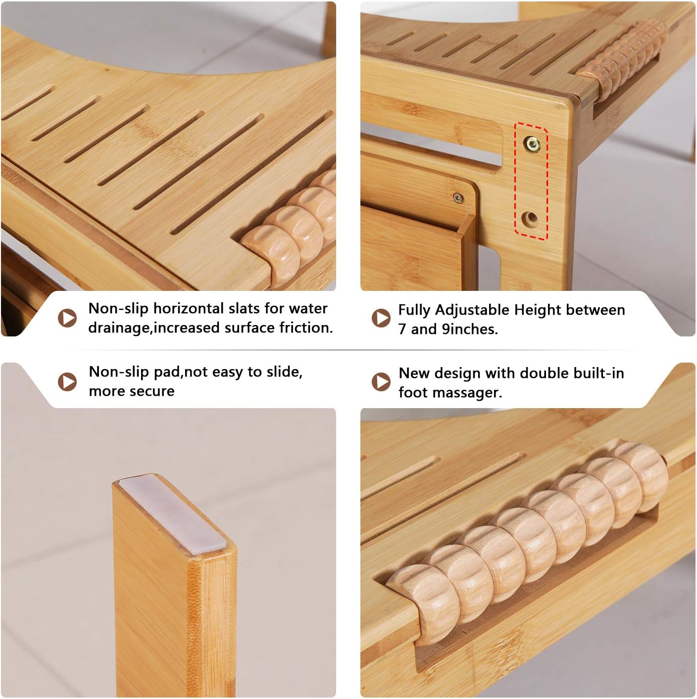 MallBoo Adjustable Bamboo Squatting Toilet Stool Portable Bathroom Squatting Urinal (7" and 9"): Home Improvement