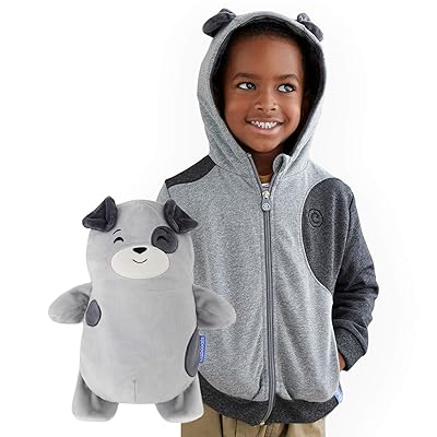 Cubcoats Pimm The Puppy - 2-in-1 Transforming Hoodie and Soft Plushie - Charcoal with Dog Spots