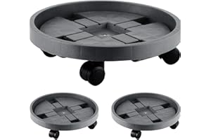 KVYUSFLOURISH 3 Pack Plant Caddy with Wheels 13 Inch Rolling Plant Stand Heavy Duty Plant Dolly with Casters Planter Pot Mover Round Plant Roller Base for Indoor Patio Outdoor Large Trash Can Dolly, Grey