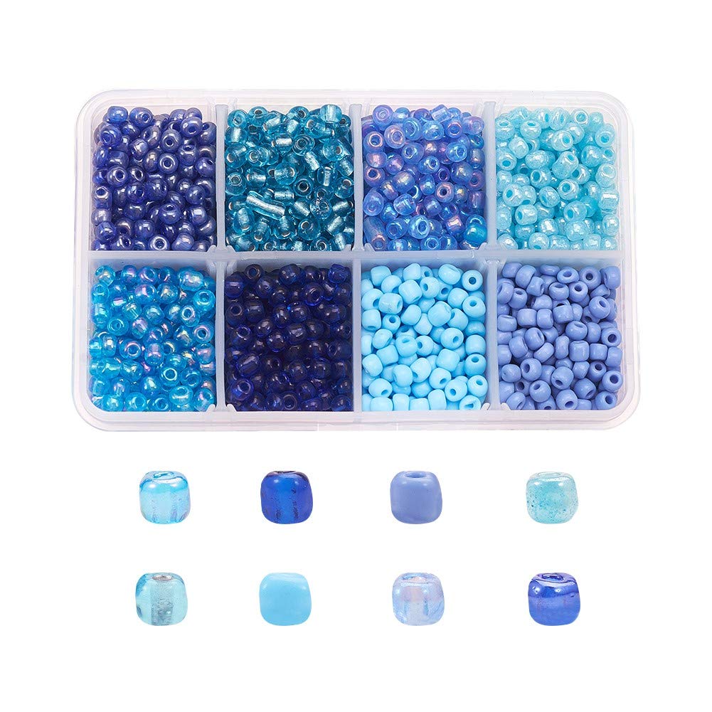 Craftdady 1900pcs 6/0 Crafts Glass Seed Beads 4mm Tiny Pony Beads, Blue Mixed Colors for Jewelry Making โ image 1