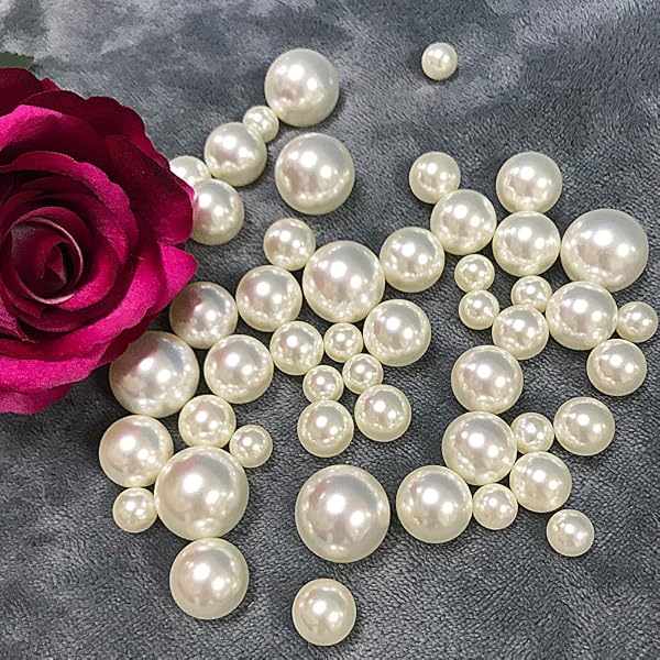 1200pcs Ivory Pearl Beads - 4 Sizes No Hole ABS Pearls For Crafts & Decor - View #6