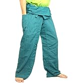 Jing Shop Thai Fisherman Pants Solid Color Cotton Mix One Size Extra Long